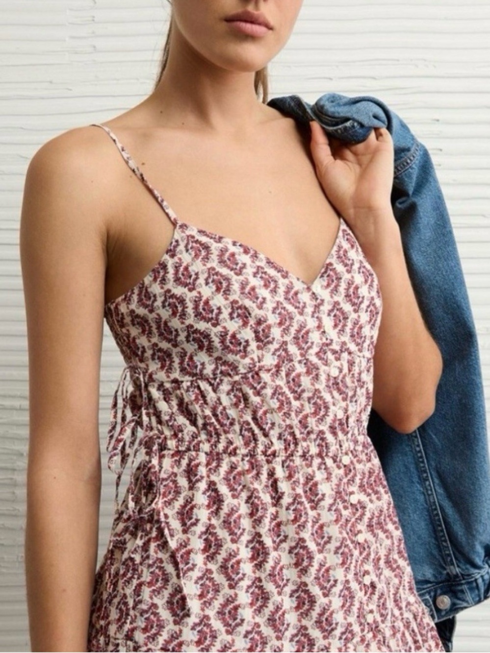 NWT American Eagle midi dress side tie smocked cotton summer boho size Large